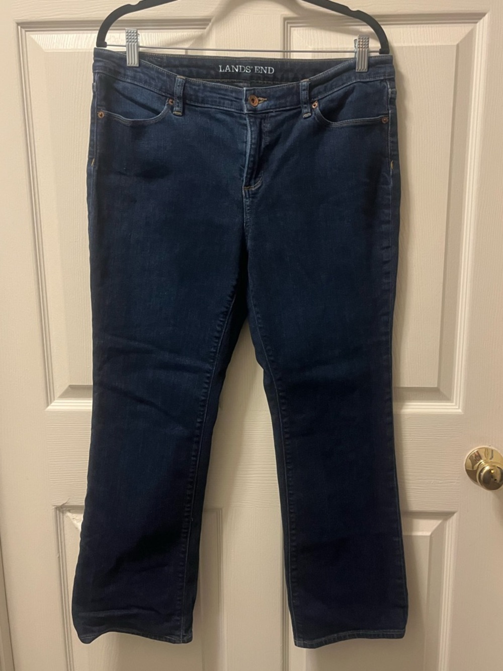 Lands' End Women's Dark Blue‎ Boot Cut Jambes Evasees Jeans. Size 12petite